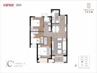 万科世曦C3户型 3室2厅1卫1厨