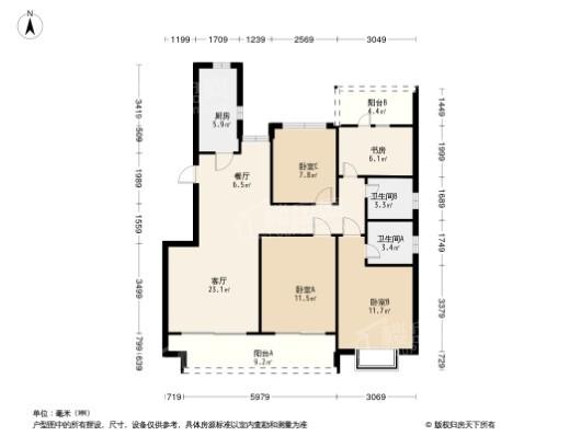 坤达江山筑4居室户型图