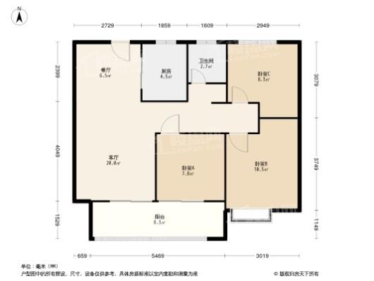 坤达江山筑3居室户型图