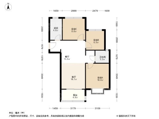 坤达江山筑3居室户型图