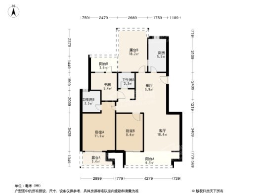 坤达江山筑3居室户型图