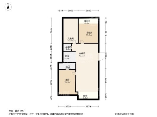 万科·山河道3居室户型图