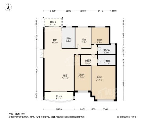 腾威城4居室户型图