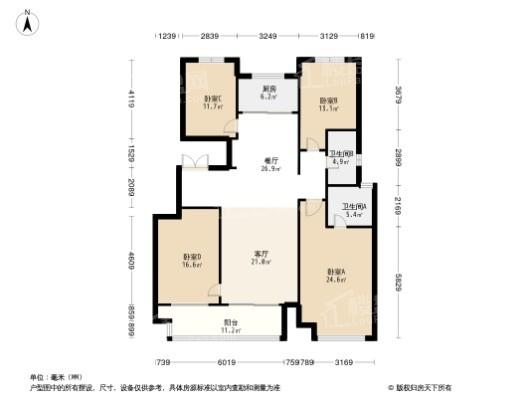 康桥香溪里4居室户型图