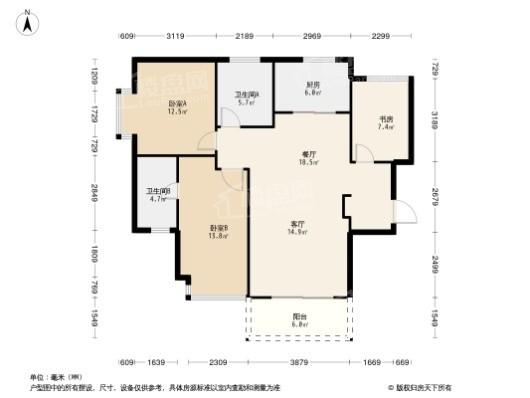 清韵颐景苑3居室户型图