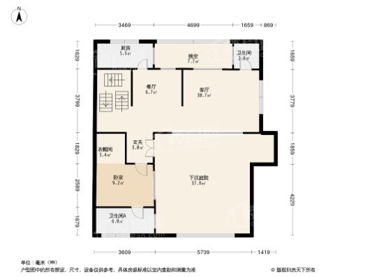 泰禾中州院子3居室户型图