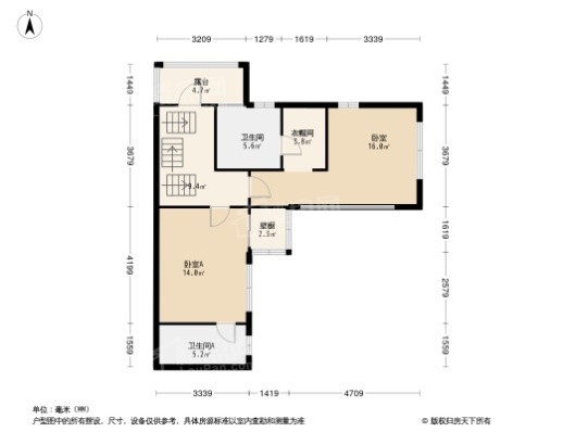 泰禾中州院子3居室户型图