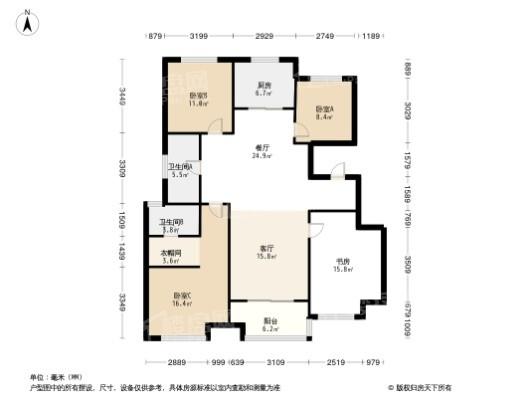 亚新溱水府4居室户型图