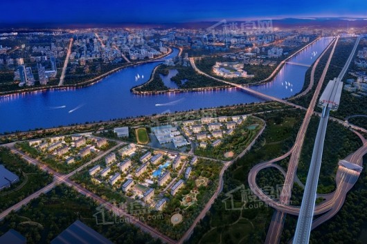 北京恒大上河院夜景鸟瞰