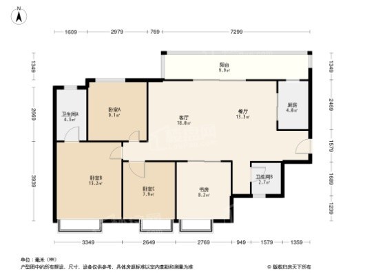 龙记铂樾4居室户型图