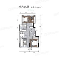 保利拾光年100平米户型图 3室2厅1卫1厨