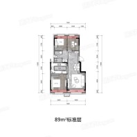 中海云麓公馆89平米户型图 3室2厅1卫1厨