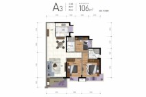 三正·鹏程上花园A3户型 3室2厅2卫1厨