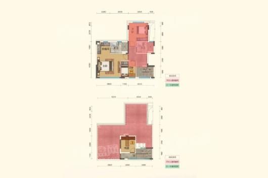 鸿基湖畔新城上叠四-五层户型图 5室2厅3卫1厨