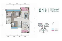 金洋·金汇湾01户型 3室2厅2卫1厨