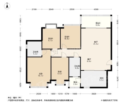 广州恒大悦府4居室户型图