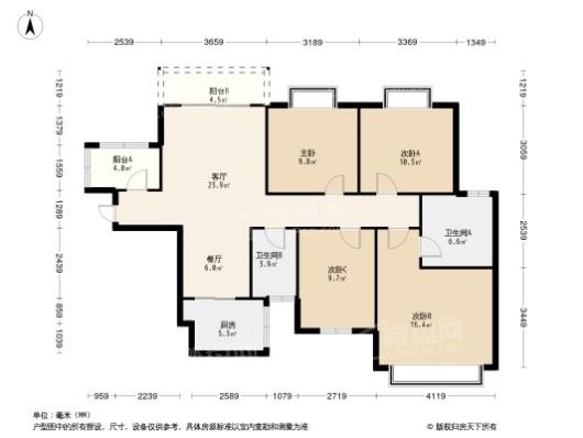 睿翔·瑞园3居室户型图