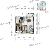 中交保利江语云城B户型 3室2厅2卫1厨