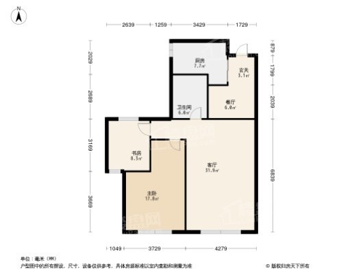 亿利澜庭3居室户型图