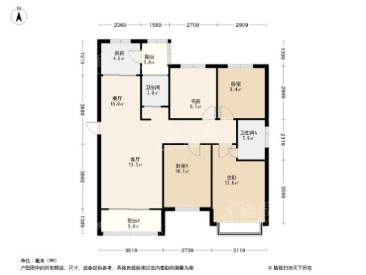 申泰·悦龙门G-2户型 4室2厅2卫1厨
