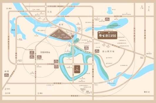 隆生鹿江花园交通图