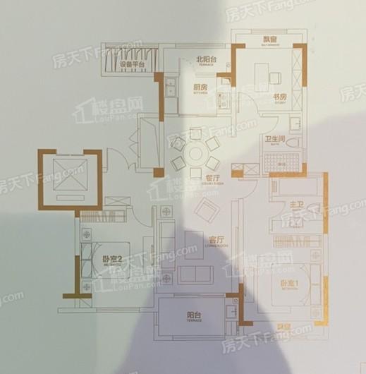 水城花园115㎡户型 3室2厅2卫1厨