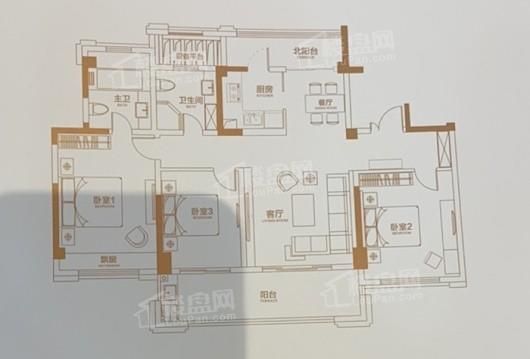 水城花园130㎡户型 3室2厅2卫1厨