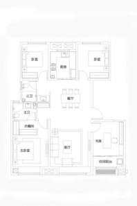 融创·滨江壹号D户型 4室2厅2卫1厨