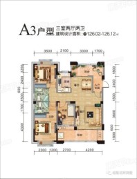 沙洋港隆·花畔美墅A3户型 3室2厅2卫1厨