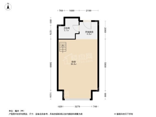 亚太广场二期1居室户型图