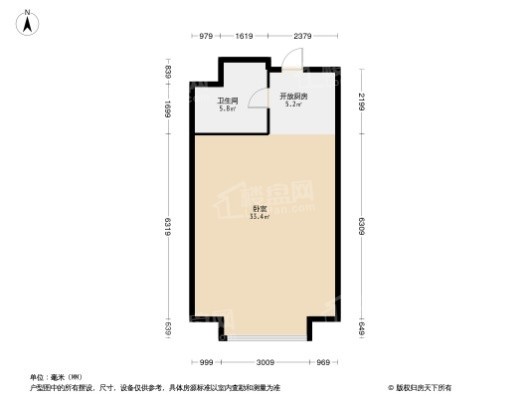 亚太广场二期1居室户型图