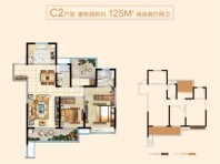 宁乡吾悦广场7#9#C2户型 2室2厅2卫1厨