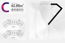 宁乡吾悦广场公寓C户型 1室1厅1卫1厨