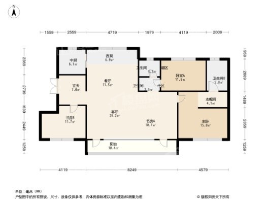 中旅万科城3居室户型图