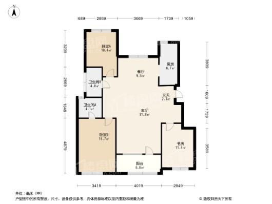 中粮·锦云天城3居室户型图