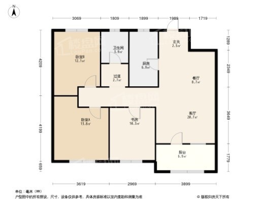 中粮·锦云天城3居室户型图