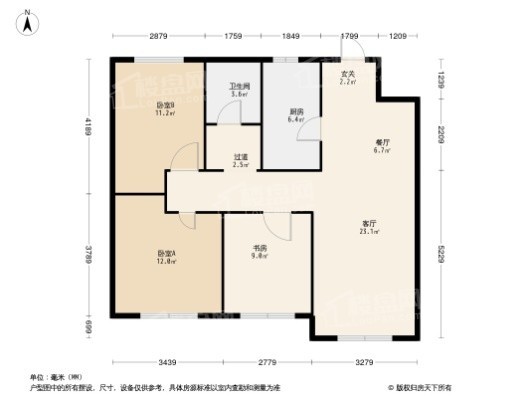 中粮·锦云天城3居室户型图