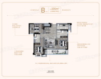 金地·天禧一期5号楼B户型图 3室2厅2卫1厨