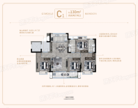 金地·天禧一期8号楼C1户型图 4室2厅2卫1厨