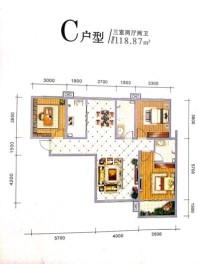 轩和佳苑C户型-118.87 3室2厅2卫1厨