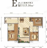 轩和佳苑E户型-115.16 3室2厅2卫1厨