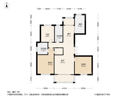圣宇豪庭3居室户型图