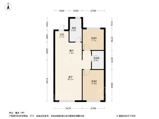 福美健康城2居室户型图