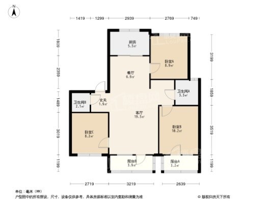 福美健康城3居室户型图