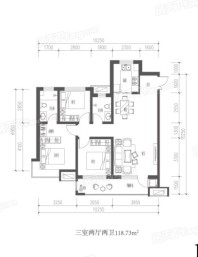 华山星岄府118.73㎡三室 3室2厅2卫1厨