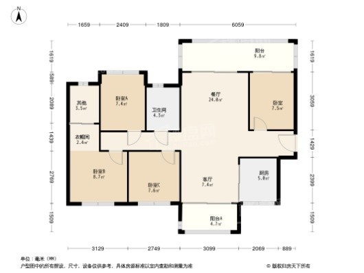 敏捷潮汕路项目4居室户型图