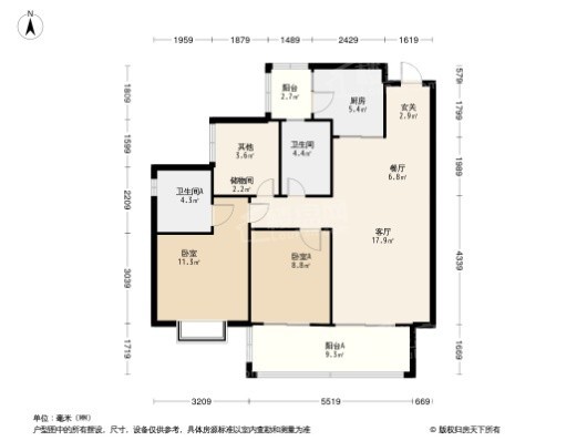敏捷潮汕路项目3居室户型图