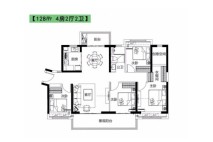 敏捷潮汕路项目128㎡户型 4室2厅2卫1厨