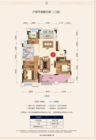 武汉恒大国际旅游城建面约130.93平米2号房户型 3室2厅2卫1厨