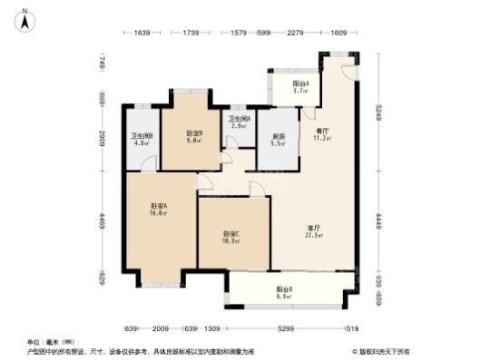 美好公园壹号3居室户型图